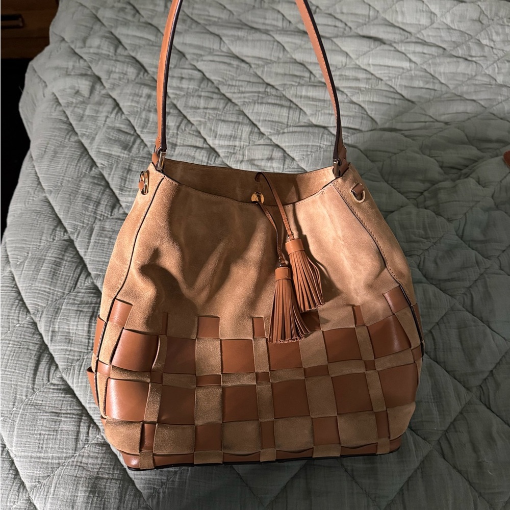 Michael Kors Elegant Tan Woven Tote Bag